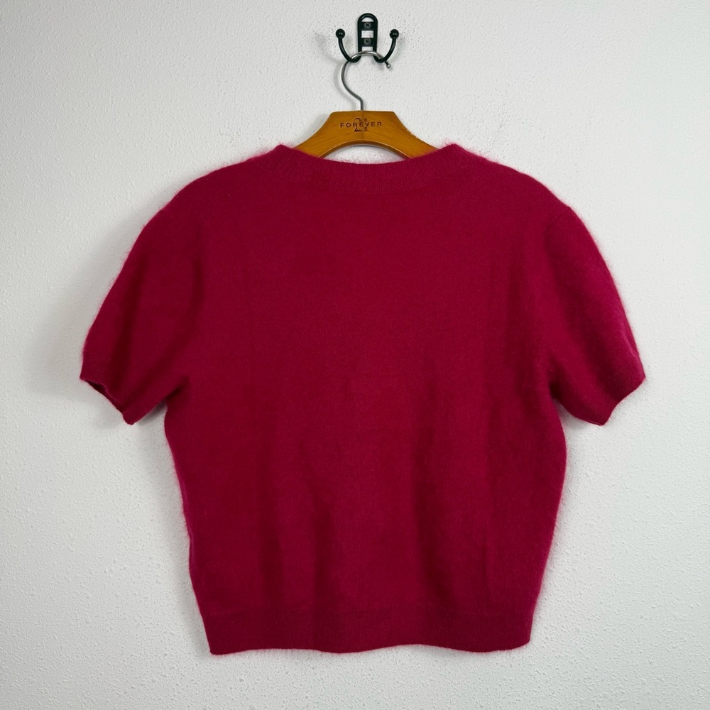 J.Crew Brushed cashmere short-sleeve cardigan Crimson Rouge Sz Small - Picture 7 of 7